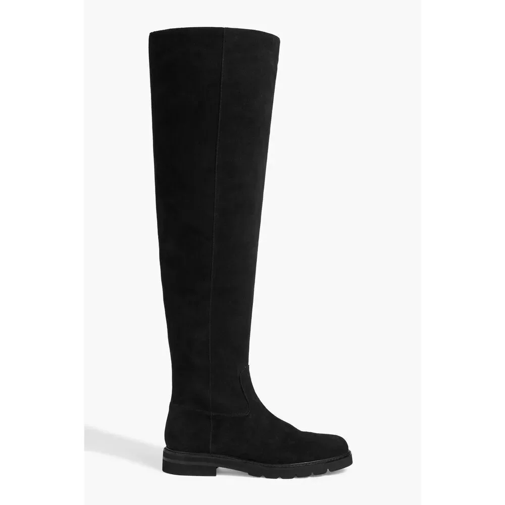 Stuart Weitzman Women's Black Chicago Lug Suede Over-the-knee Boots Size 9 SF735
